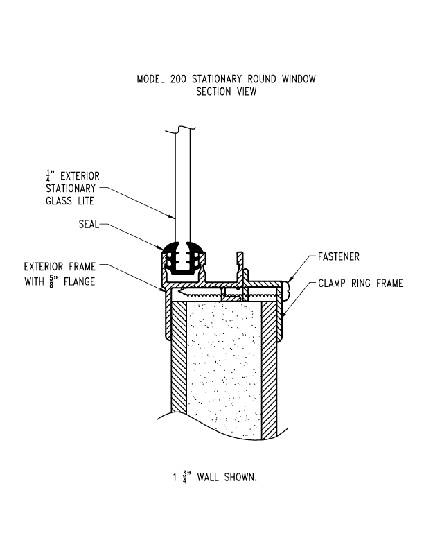 Model 200 round stationary window blueprint.