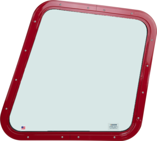 Model 200 stationary window interior view with red frame.