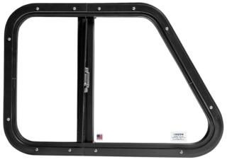 Model 205 sliding window interior view with black frame.