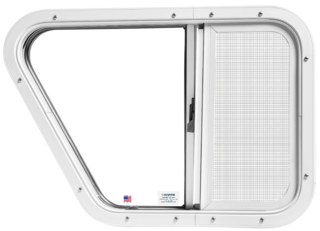 Model 305 sliding window interior view with aluminum frame.